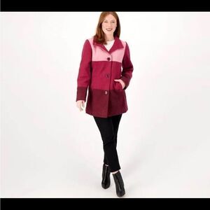 Isaac Mizrahi XXS‎ New Faux Wool Color Block Coat
